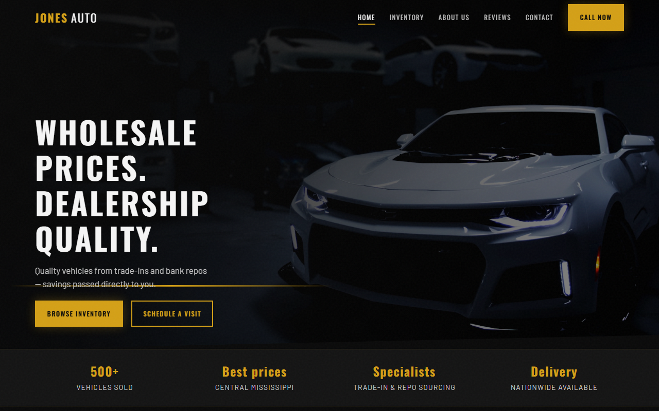 Jones Automotive Enterprise website — used car dealership in Mendenhall, Mississippi